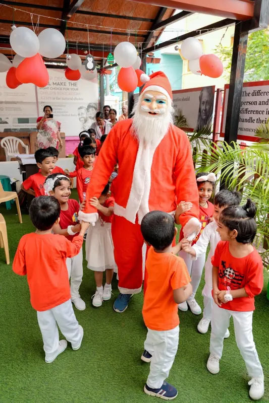 Santa with children in the garden
