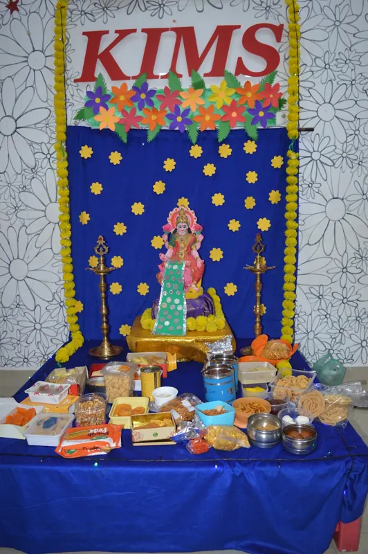 The KIMS Deepavali altar with lamps and sweets