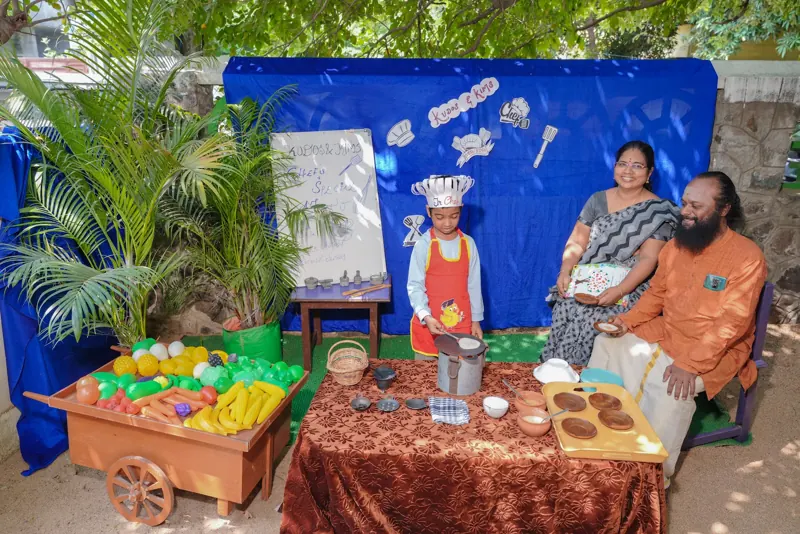 Grandparents visit the play kitchen