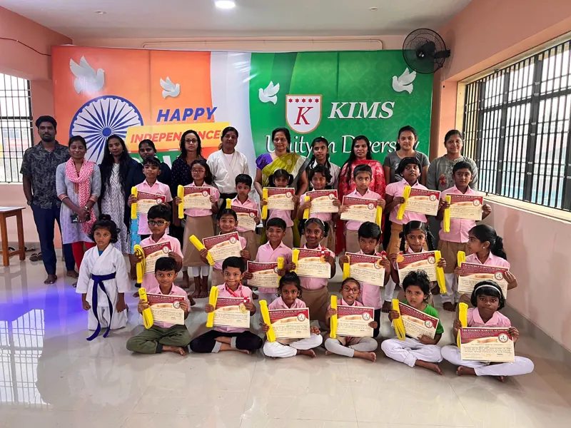 The karate class, instructors and teachers together