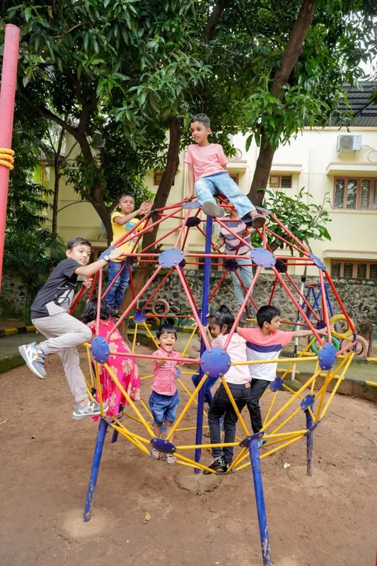 Children on the climbing dome