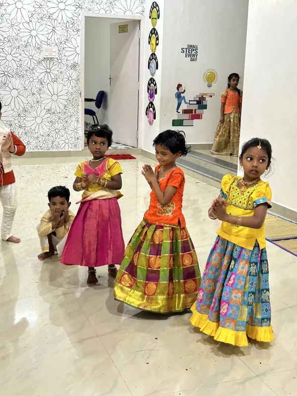 Little girls in pattu pavadai at the celebration